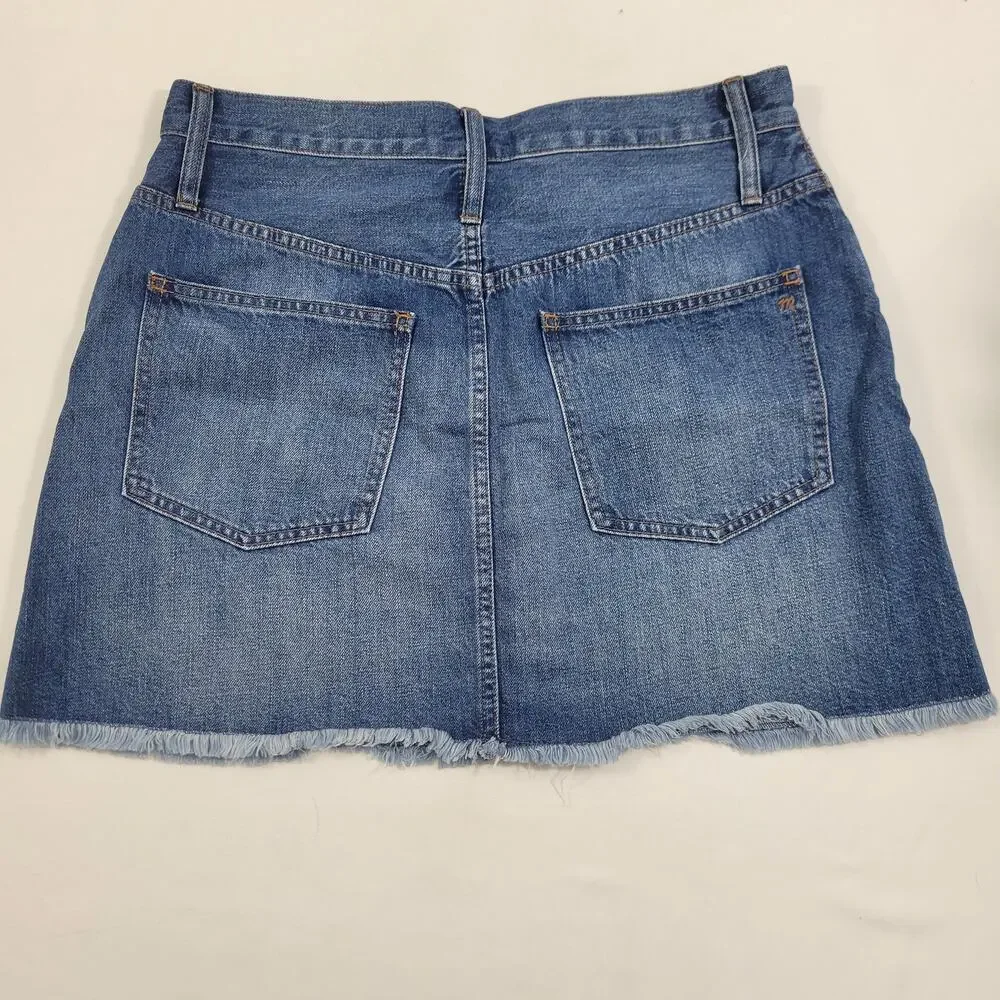 NWT Madewell Mini Denim Jean Skirt Raw Hem Size 30  11923-0120 - Picture 5 of 6
